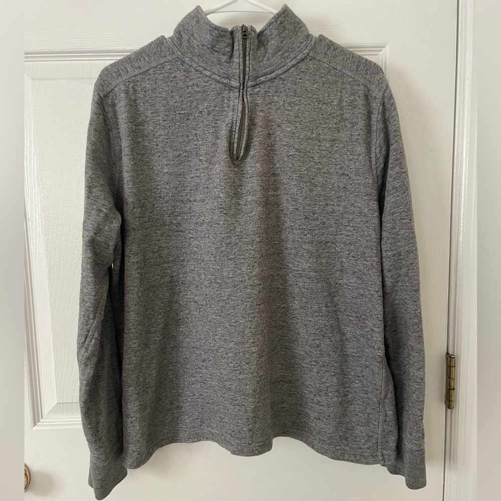 J. Crew Large Gray Knit Quarter-Zip Pullover